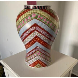 Decorative Ceramic Vase with Colorful Pattern